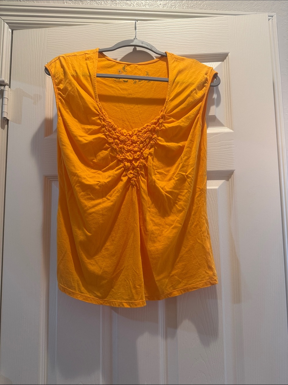 Women’s Yellow Gathered Front Cap Sleeve Top